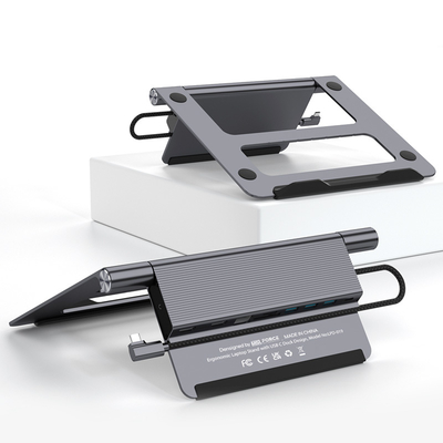 10 In 1 USB C Docking Station With Laptop Macbook Adjustable And Foldable Stand