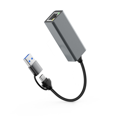comprar Adaptador de rede USB A e C para 2,5 Gigabit com divisor em SuperSpeed 10 100 1000 2500 Mbit Fabricação em linha