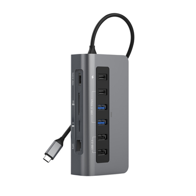 Buy 10 Ports USB C 5Gbps Hub 4K HDMI Video GigaBit Ethernet PD Card Reader And USB C Data Outputs online manufacture