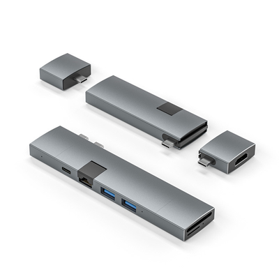 Αγορά 8 σε 2 πολλαπλές πόρτες HUB για MacBook Air Pro με διπλή USB C Thunderbolt συμβατό διαδικτυακή κατασκευή