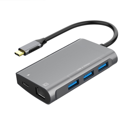 kaufen 5 Ports USB C HUB mit drahtgebundenem Ethernet-Adapter und Stromversorgung Online-Herstellung
